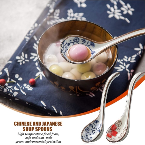 4 delar japanska och koreanska keramiska soppskedar Set Asian Retro