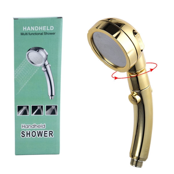Baderom Premium Dusjhode Justerbar One-Click Vannstopp Bryter Multifunksjon Superlading Golden