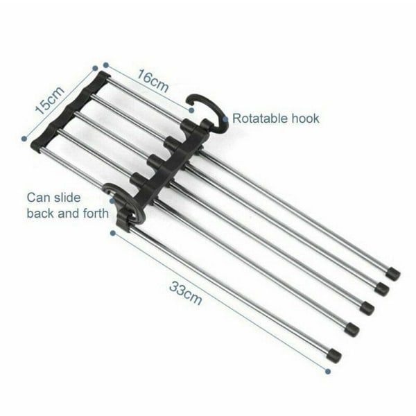 Kleshengeren for 5 bukser - Klesstativ - Tilkoblingskrok - Organizer black