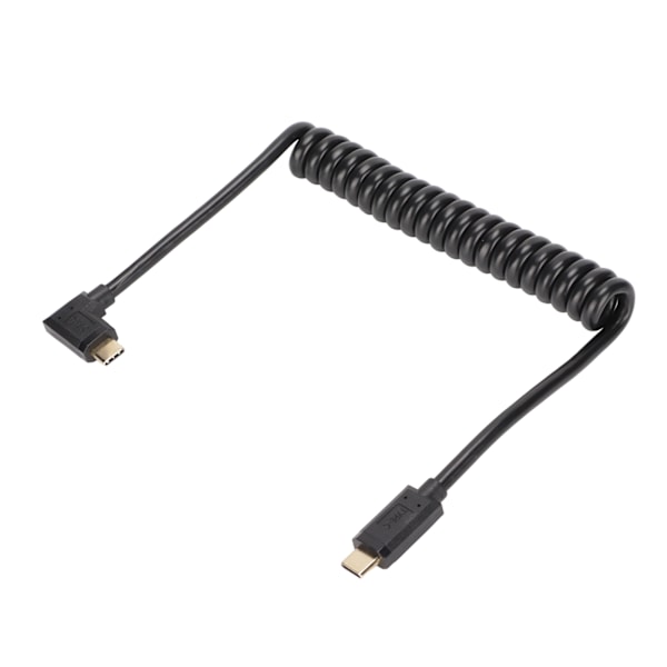 USB C Kabel USB C til USB C 14K 60hz 3A Hurtig Opladning 10Gbps 1.2m Spiral Fjeder Design USB C Strømkabel Han Side Bøjet til Han Lige Stik