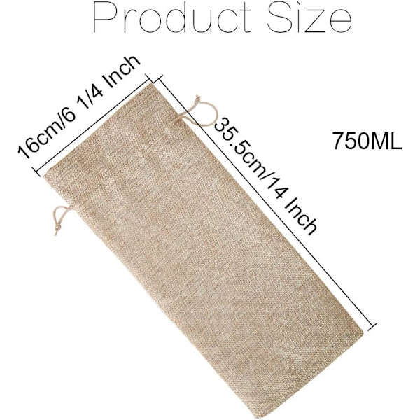 Ruskeat säkkiviinipussit nyörillä 750 ml pakkaus 10 kpl