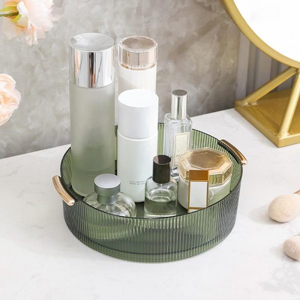 360° Roterande skåp Organizer bricka Kök Kosmetisk skivspelare Transparent Green
