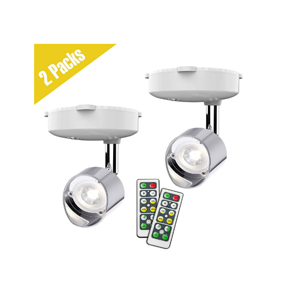 2 pakker trådløse spotlights, batteridrevne accentlys Art Lights for Paintings Mini Led Billedlys Puck Lights Vægl lampe, 4000k lys, 80 lumen