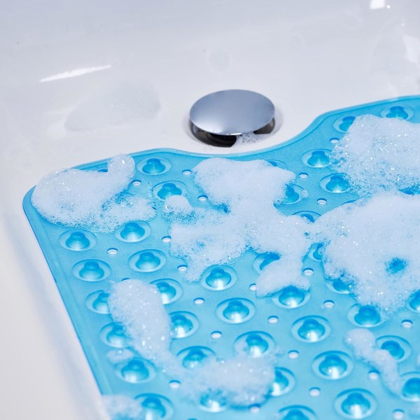 Anti-mögel halkskydd extra lång badmatta med sugkopp blue