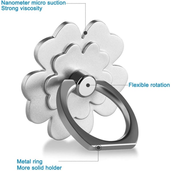 Hållare för mobiltelefonring, 5-pack 360° rotation Metall Universal Finger Ring Grip Stand Hållare Kompatibel med iPhone