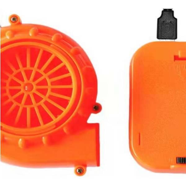 Mini Vifteblåser USB-lading Mini Oppblåsbar Blåser med Batteriboks for Oppblåsbare Spilleklær Drakter Oransje Blåser