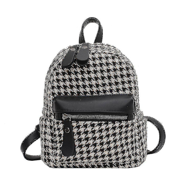 Ryggsäckar Ryggsäck Dam Pu Läder Ryggsäck dam Dam Houndstooth Bag Flickor Resväska F