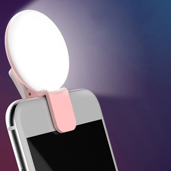 Bærbar Selfie Flash LED Clip-on Selfie Lys til Nat Sort 57*40*27mm white