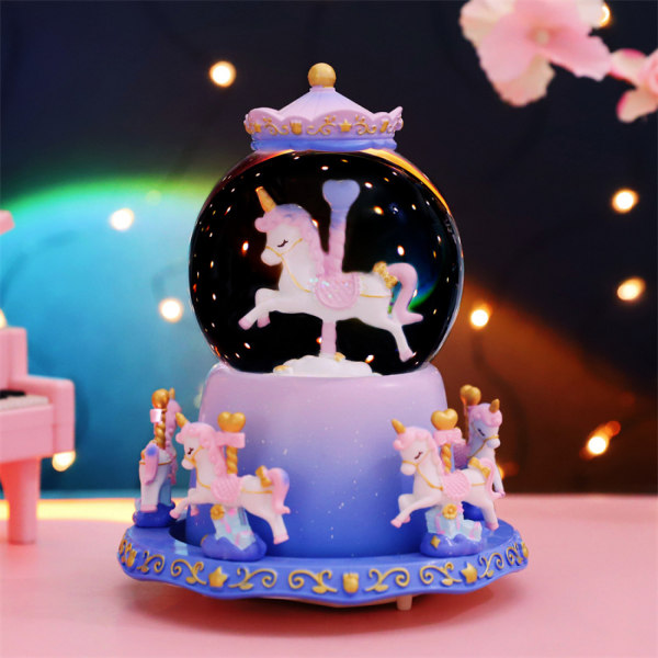Karusellspeldosa med färgskiftande LED-lampor, till exempel himlenslott  Karusell 5 hästar musik födelsedag/jul/Alla hjärtans dag presenter d59f |  Fyndiq