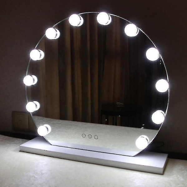 Spegelljussats, led smycken sminklampa 10 kullampor Dimbar Stick On Mirror USB för omklädningsrum, badrum, sovrum