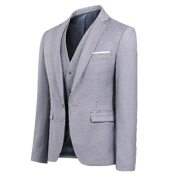 Miesten vapaa-ajan puku, 3-osainen puku, bleiserihousut, liivi, 9 väriä Z Grey 3XL