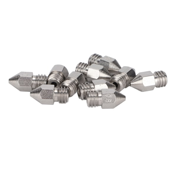 10 stk. 3D-printerdyser MK8 Rustfritt stål 1,75 mm Ekstruder Skrivehode Deler Tilbehør 0,8 mm