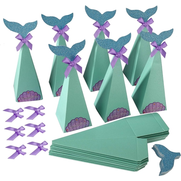 Mermaid Tail Triangle Paper Candy Boxes, Bröllopsdusch, Sea Mermaid Party, Kids Birthda (paket med 20)