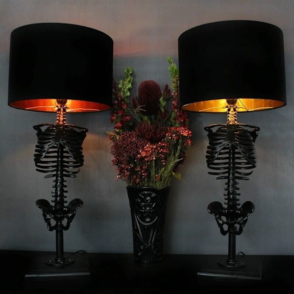 Skelet Bordlampe Klassisk Hjemdekorativ Lampe Gothic Skelet Bordlampe