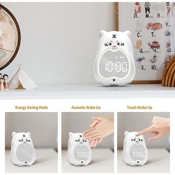 Lasten herätyskello älypuhelinsovelluksen ohjauksella, digitaalinen herätyskello lasten makuuhuoneeseen, söpö 3D Tiger -sängyn Wi-Fi-kello, yövaloherätyskello Wi-Fi