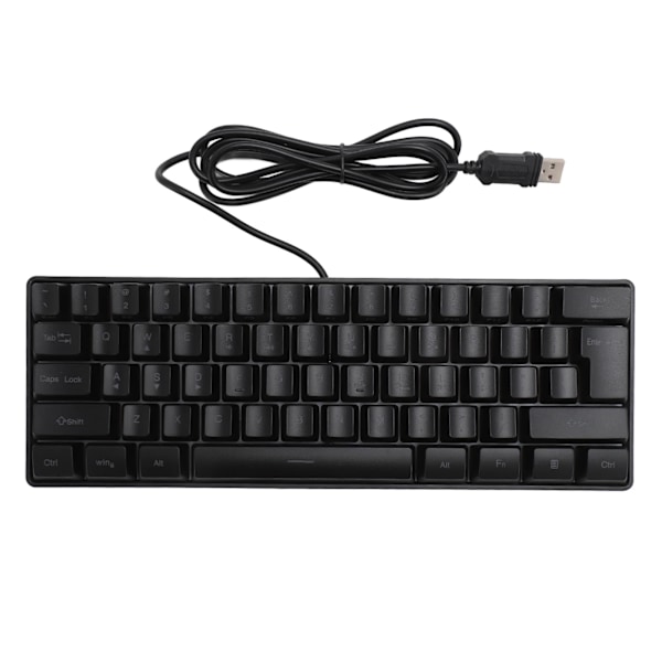 USB Kablet Gaming Tastatur 60 Procent RGB Baggrundslys 61 Taster Bærbart Kompakt Tastatur til PC Gamer Maskinskriver Sort