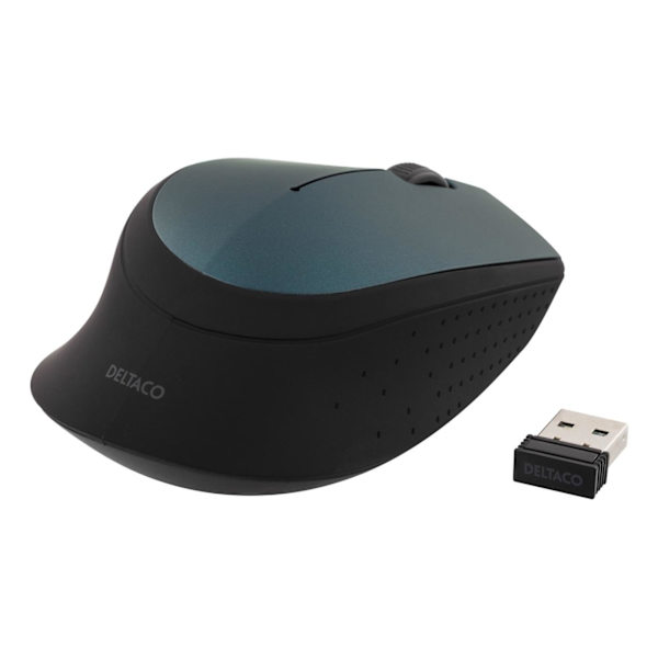 DELTACO trådløs optisk mus 2,4GHz, 3 knapper med scroll, 1200 DPI