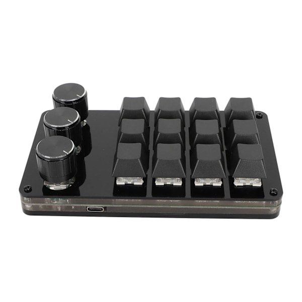 Mini 12-knapps tangentbord med 3 rattar, anpassningsbar programmering, hot-swap, kabelseparation, mekaniskt tangentbord med blå brytare
