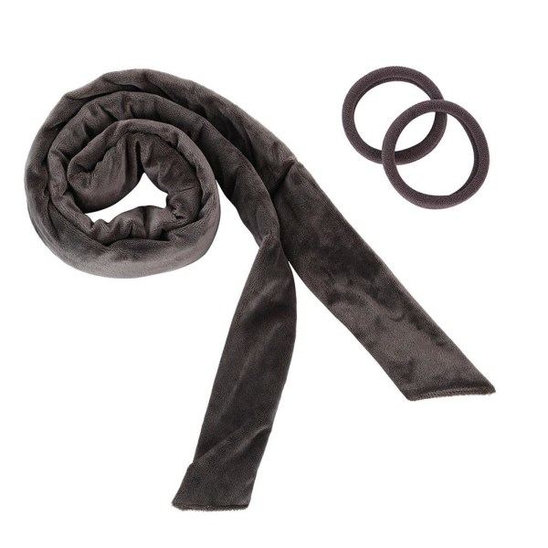 Varmefri krøllebånd Lazy Sleeping Curly Ribbon til kvinder sort med to hårbånd