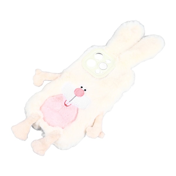 Etui til iPhone Blødt Fluffy Plys Sød Kanin med Store Tænder Beskyttende Telefoncover til Piger Kvinder Vinter Kanin Til iPhone 14 Pro Max