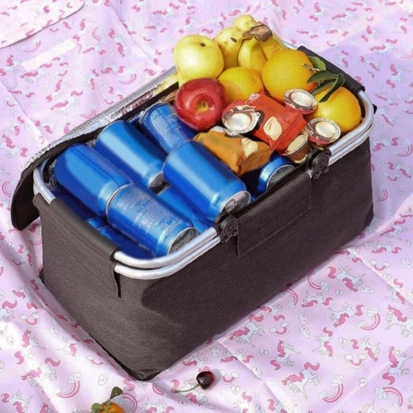 Hopfällbar picknickkorg vikbar hopvikbar korg väska med kylare
