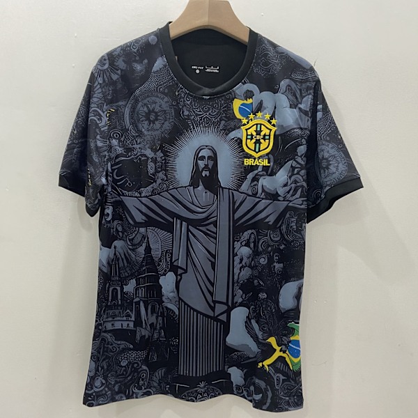Sæson 2425 Brasilien Special Edition Trøje Thai Version Korte Ærmer Fodboldtrøje Hurtigtørrende Åndbar Sportstøj Sort Black XXL