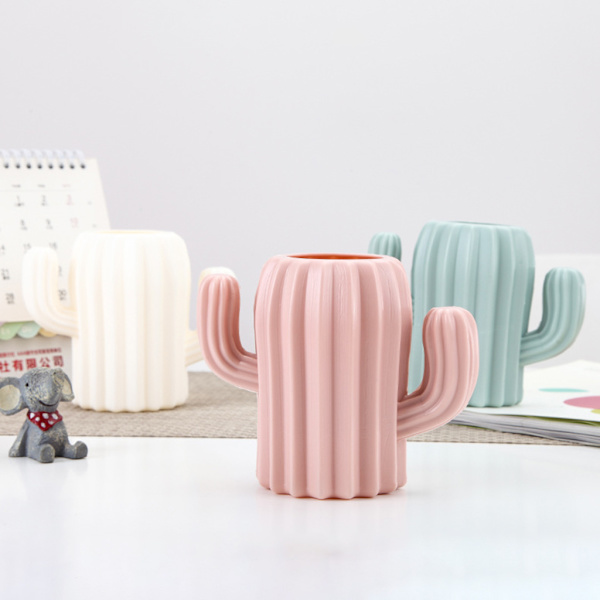 för Creative Cactus Desktop Organizer Blyertspenna Pennhållare Behållare Borstkruka Brevpapper Skolkontorsmaterial White
