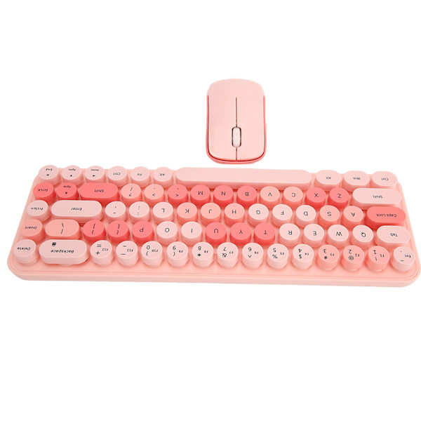 USB Tangentbord Mus 2.4G Trådlös 68 Tangenter Låg Förbrukning Retro Söt ABS Gaming Tangentbord Mus för PC Rosa Blandad Färg