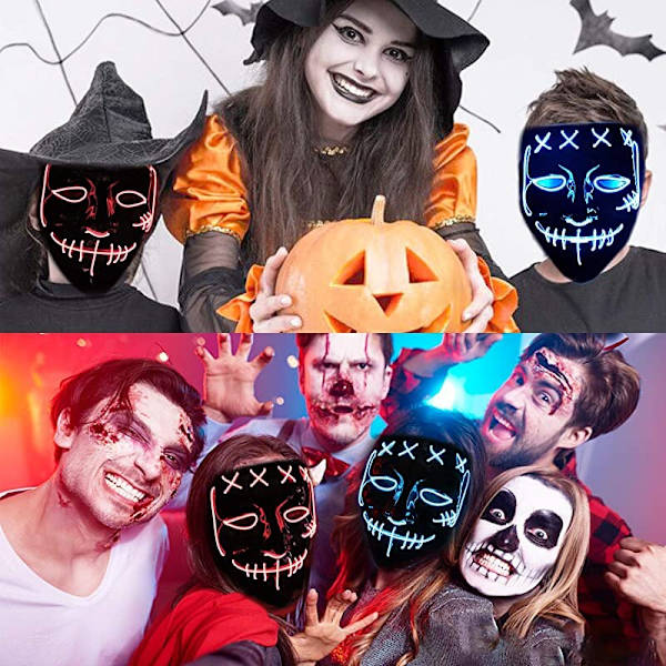 halloween skräck glödande mask cosplay lila blue