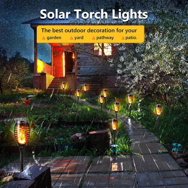 Utomhus Solar Flame Lights - 6 Pack vattentät Solar Torch Light