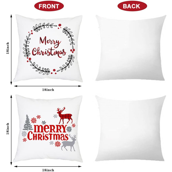 Paket med 4 julkuddfodral God jul för dekorativa cover i soffa sovrum