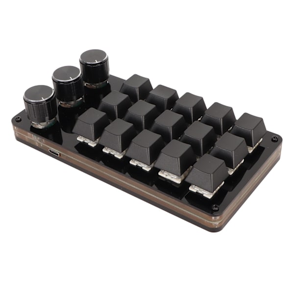 Mini Anpassningsbar Knappsats 15 Tangenter 3 Rattar Programmerbar Blå Brytare Hot Swappable Programmering Makroknappsats för Datorspel