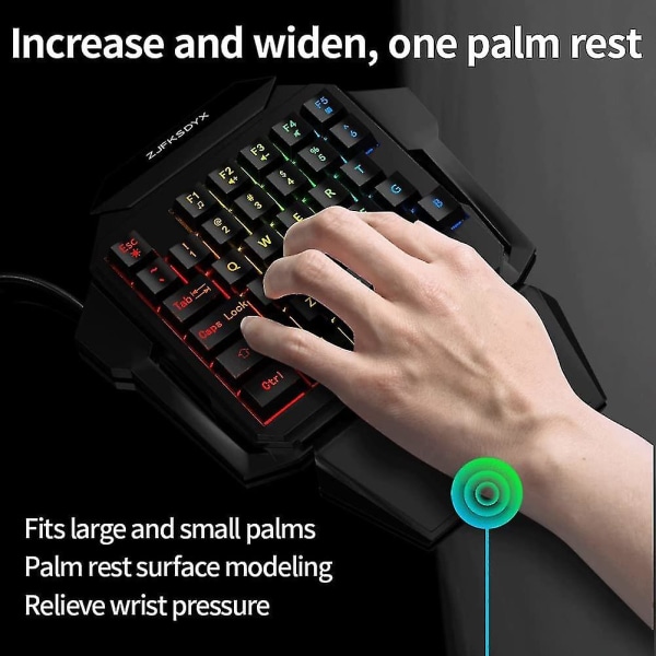 Enhandsspeltangentbord och muskombination Mini Wired Rgb-bakgrundsbelyst Black