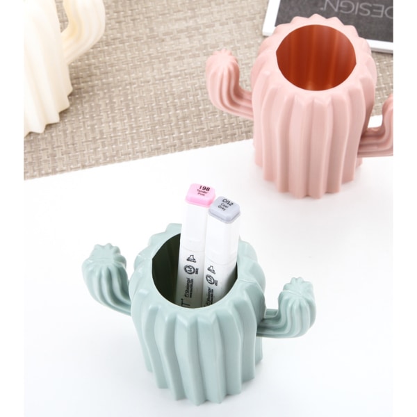 til Creative Cactus Desktop Organizer Blyant Pen Holder Beholder Børste Pot Brevpapir Brevpapir Skole Kontorartikler Green