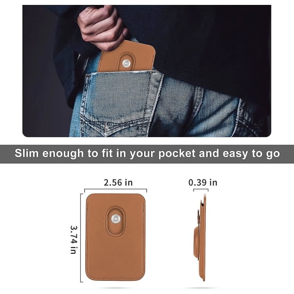 SQBB Magsafe Card Wallet -yhteensopiva Iphone 12/13 -sarja ja AirTag Pocket -magneettinen lompakkokorttipidike, oranssi nahka