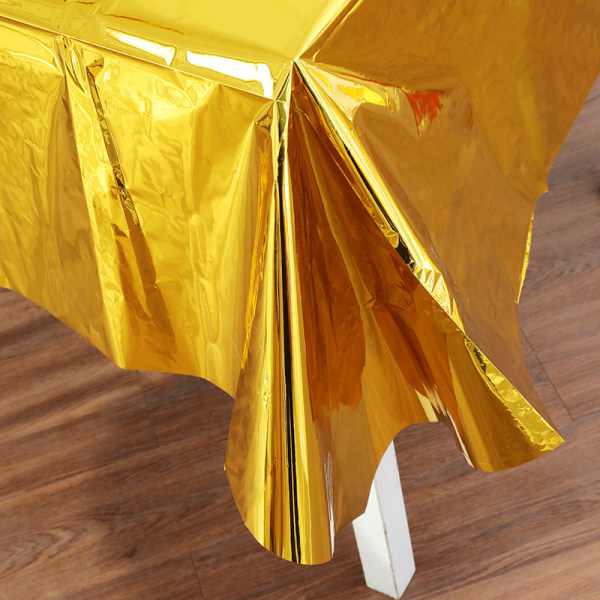 Set med 2 Plast Guld Folie Bordsduk Rektangulär Disposabl