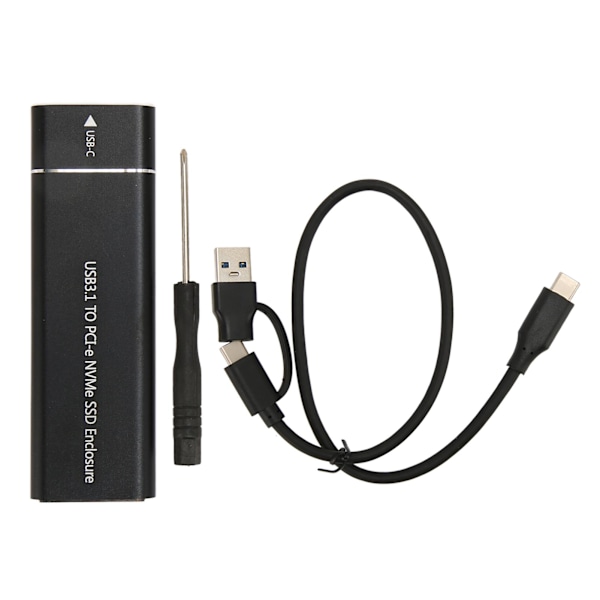 M.2 NVMe SSD Kabinett 10Gbps 2TB USB 3.1 Type C UASP Protokoll Type C SSD Kabinett for 2230 2242 2260 2280 SSD Svart OTG Kabel