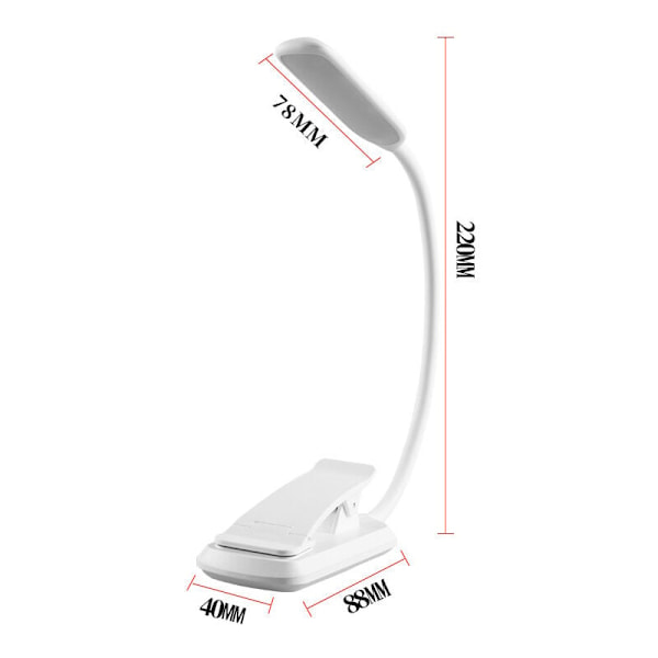 Øyebeskyttelse boklampe Hvit LED lesebok klipp natt mini nattlys, e-leser, reise, for lesing, belysning