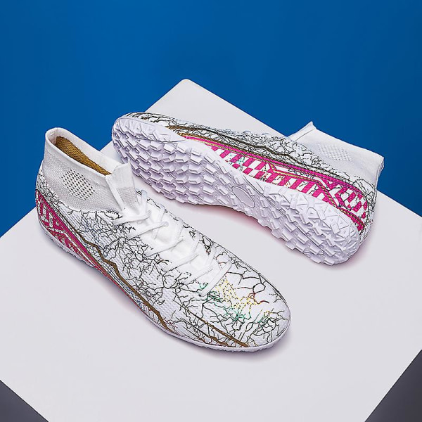 Fotbollsskor för män Halkfria fotbollsskor för herr, Gräs Fotbollssneakers 2L2311-1 White 40