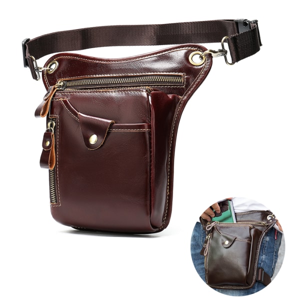 Äkta läder Herr Bältesväska Fanny Pack Midjeväska Bälte Herr Leat