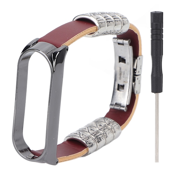 Retro Nahkainen Ranneke Xiaomi Mi Band 5/6 NFC:lle, Muodikas Retro Nahkainen Kellonranneke Ruskea Musta
