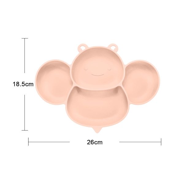 Baby tallrik, baby bordstablett halkfri silikon, med sugrör,