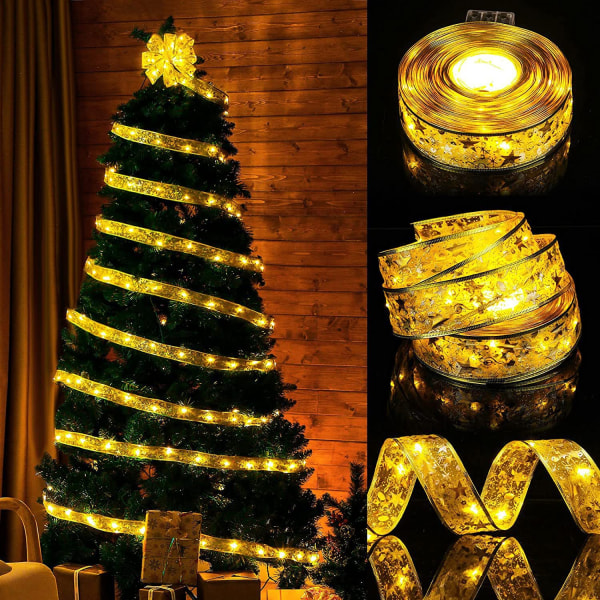Ett stycke glitter julgran 3 m band LED-ljusgirland för julgransdekoration - (varmt ljus)