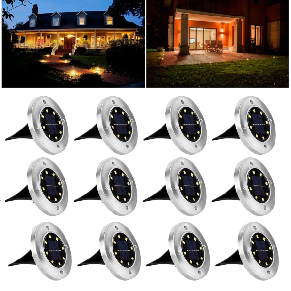 Speed 12 x LED solcellelampe nedfelt gulvspotlight