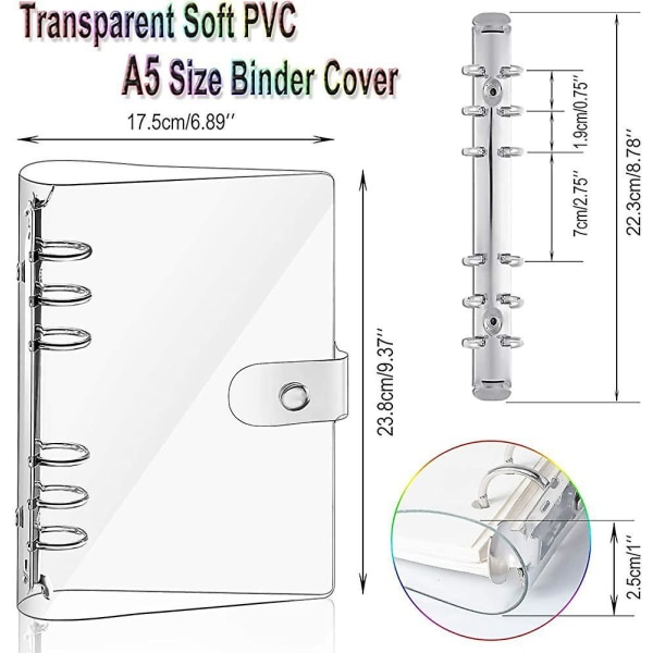 2 Pcs A5 Clear Soft Pvc Notebook Cover, Refillable Paper Pvc Binder, Loose Leaf
