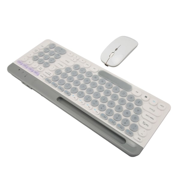 Langaton näppäimistö- ja hiirisetti, ladattava, retrotyylinen, 2.4G langaton Bluetooth-näppäimistö- ja hiirisetti, valkoinen