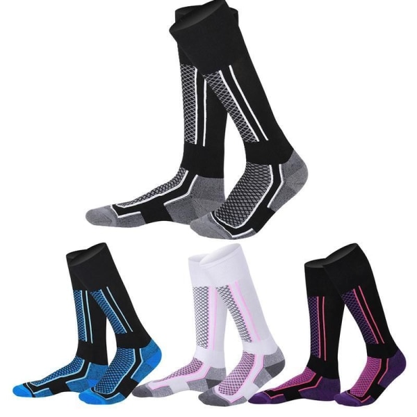 2 Par Knähöga Atletiska Strumpor Sporter Kompression Strumpor Bomull Tjocka Vinterstrumpor för Män Kvinnor Black and Blue 39-45 Light Pink 33-39