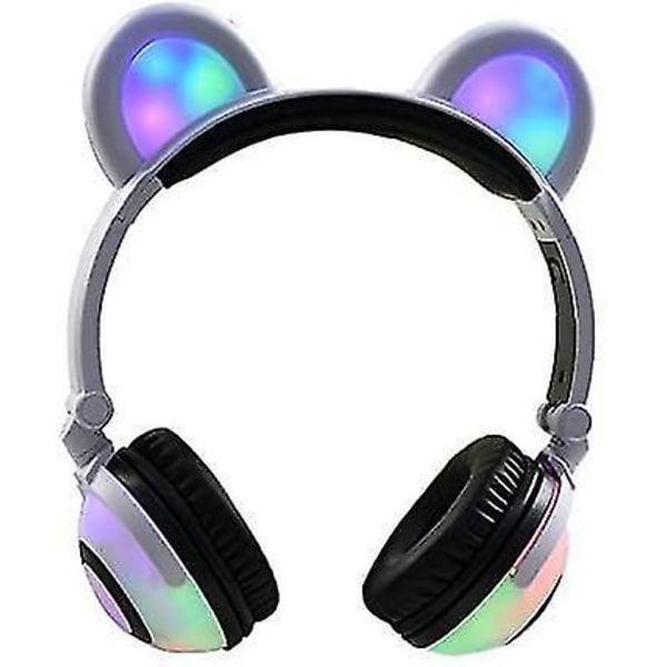 Bear Ear-hovedtelefoner, Cat Ear-hovedtelefoner Foldbare gaming-headset-hovedtelefoner med LED-blitz til Io