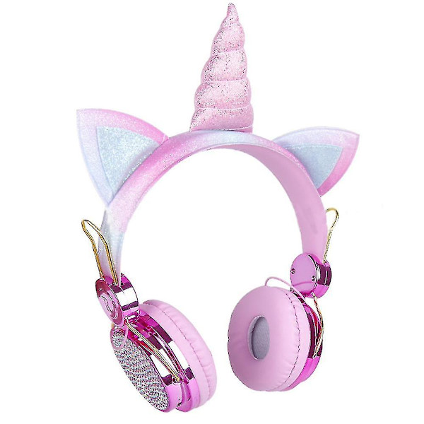 Trådløse børnehovedtelefoner Unicorn-hovedtelefoner med justerbart hovedbånd (rosenguld)