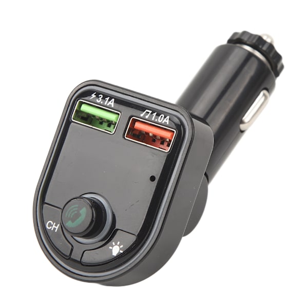 P6 Bluetooth 5.3 Transmitter Trådløs Radio Bluetooth Biladapter MP3 Musikafspiller med Farvede Ambient Lys